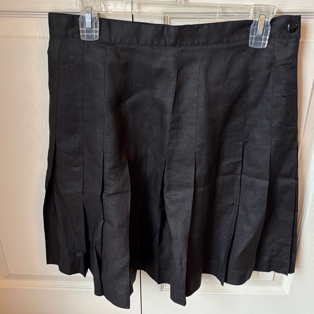 Vintage Brett Harrison 100% linen pleated Ele Black Skirt Women’s 12 neutral EUC